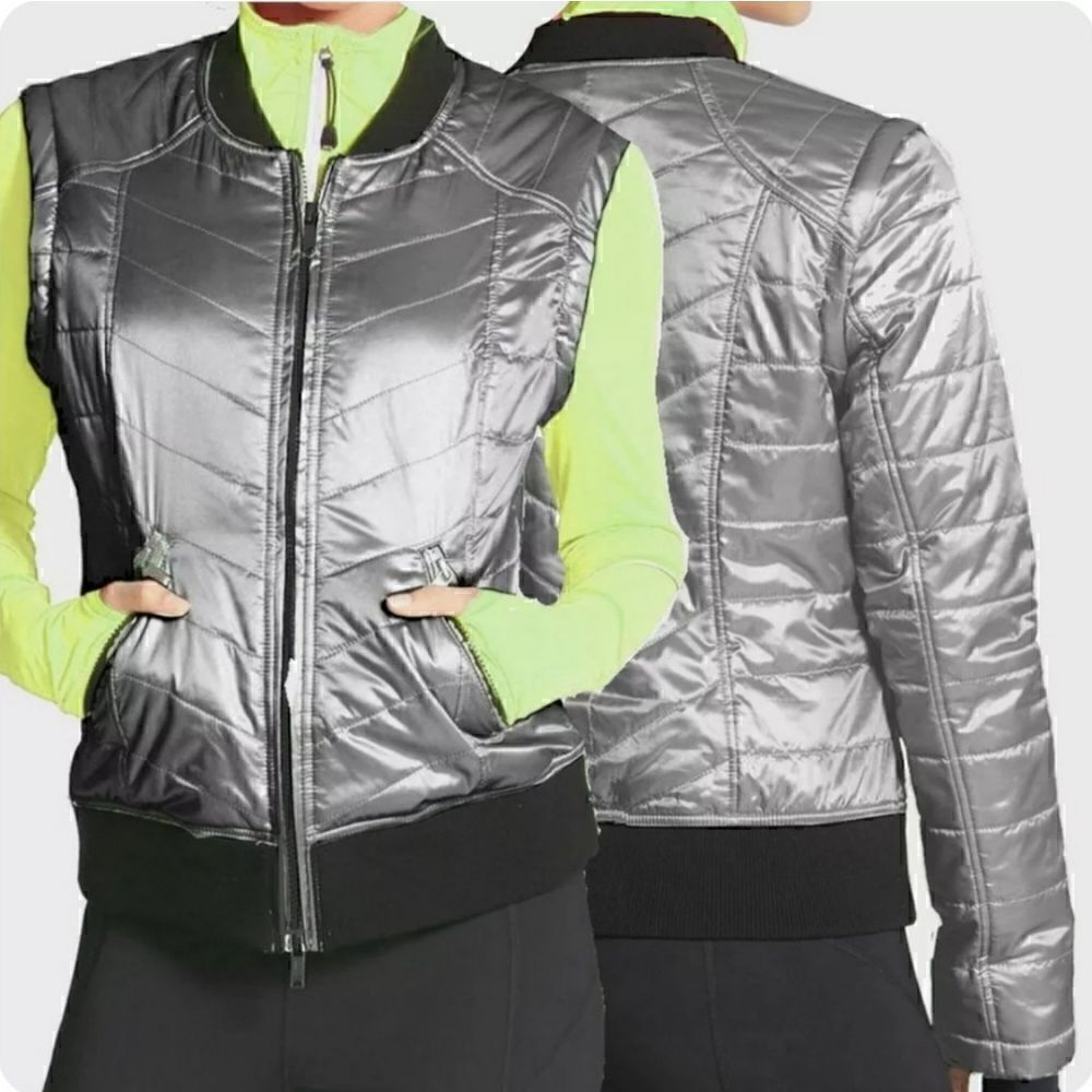Zella campera silver converting quilted puffer jacket